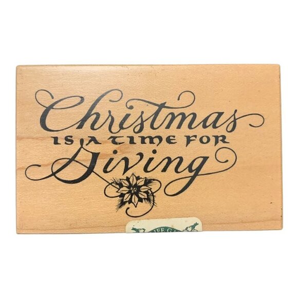 PSX Designs Rubber Stamp Christmas Holiday Giving Wood Mounted G2117 Tag Present - Picture 1 of 6